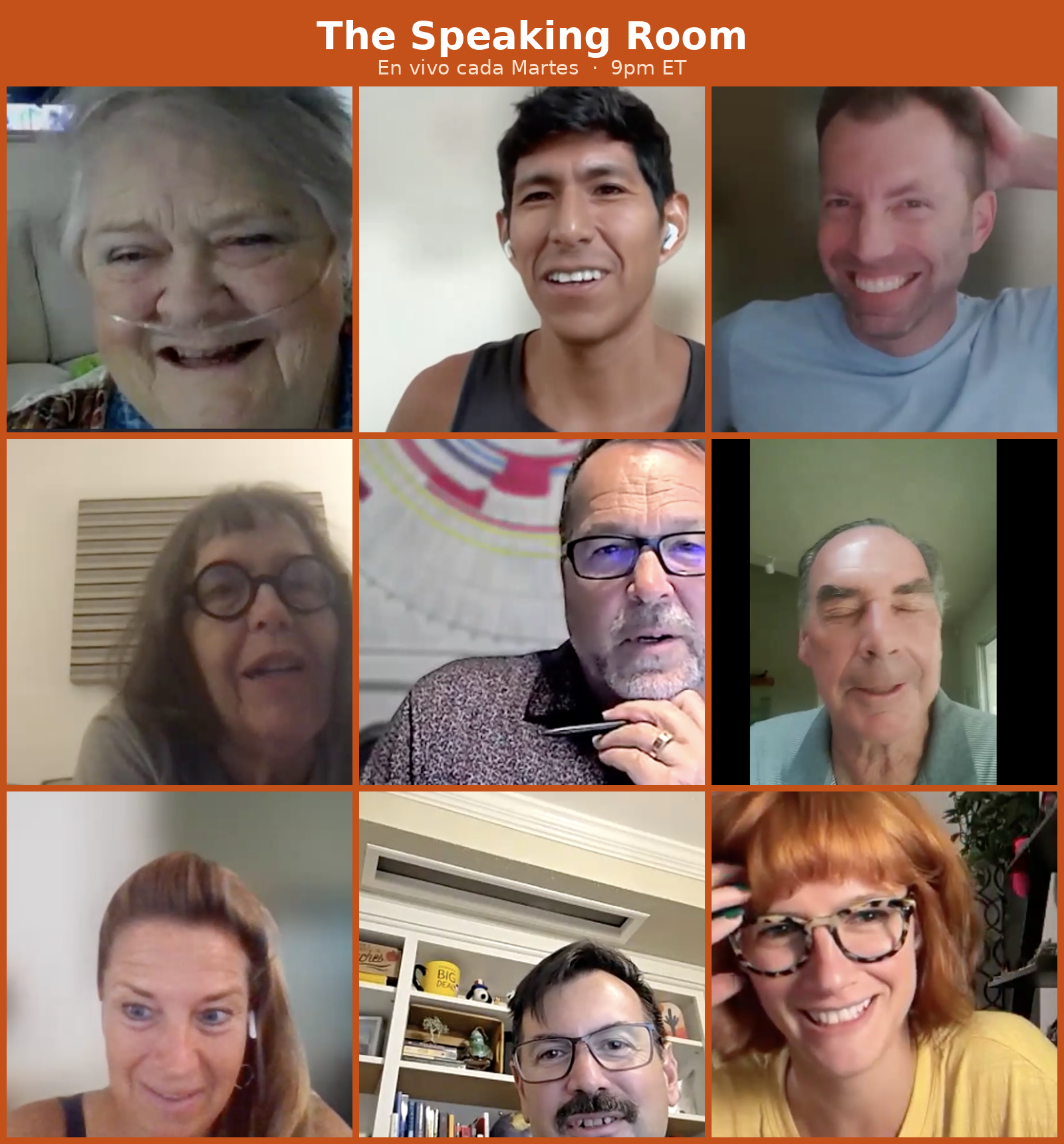 Founding members of The Speaking Room on a live Tuesday session