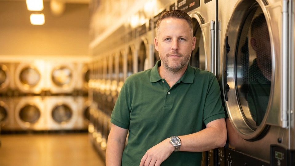 Josh Chapman, founder of Laundry Advisors, in a laundromat