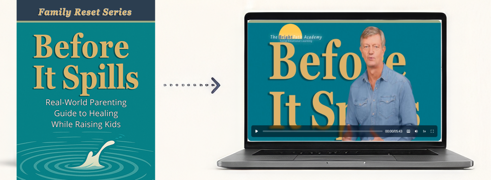 Before It Spills books alongside an online course on a laptop