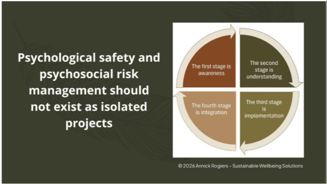 psychological safety and psychosocial risk should never exist as isolated organisational initiatives