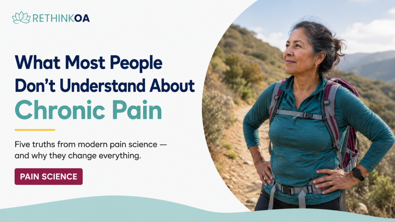 What Most People Don't Understand About Chronic Pain title with woman hiking