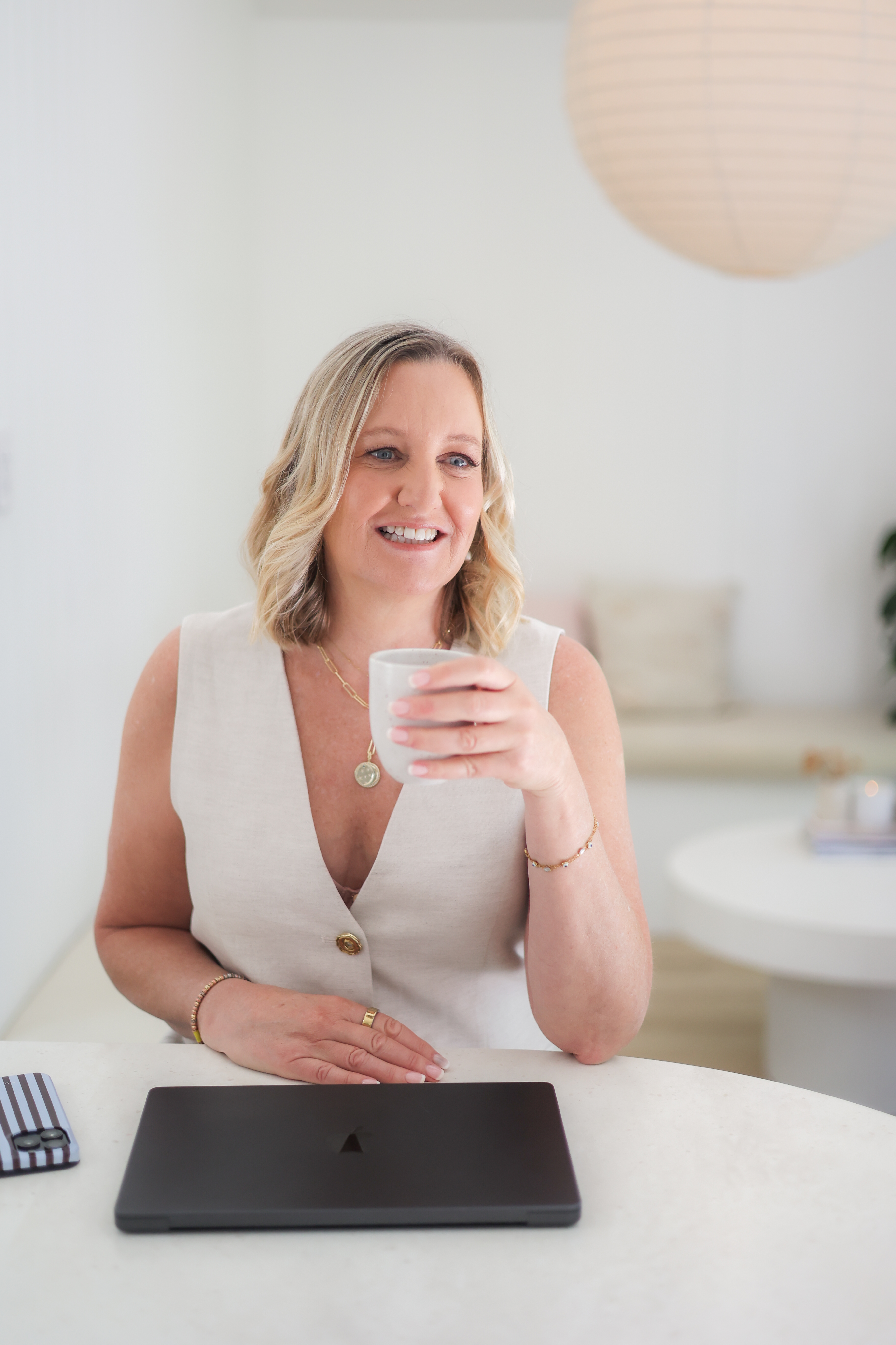 Leigh Duncan working at her desk