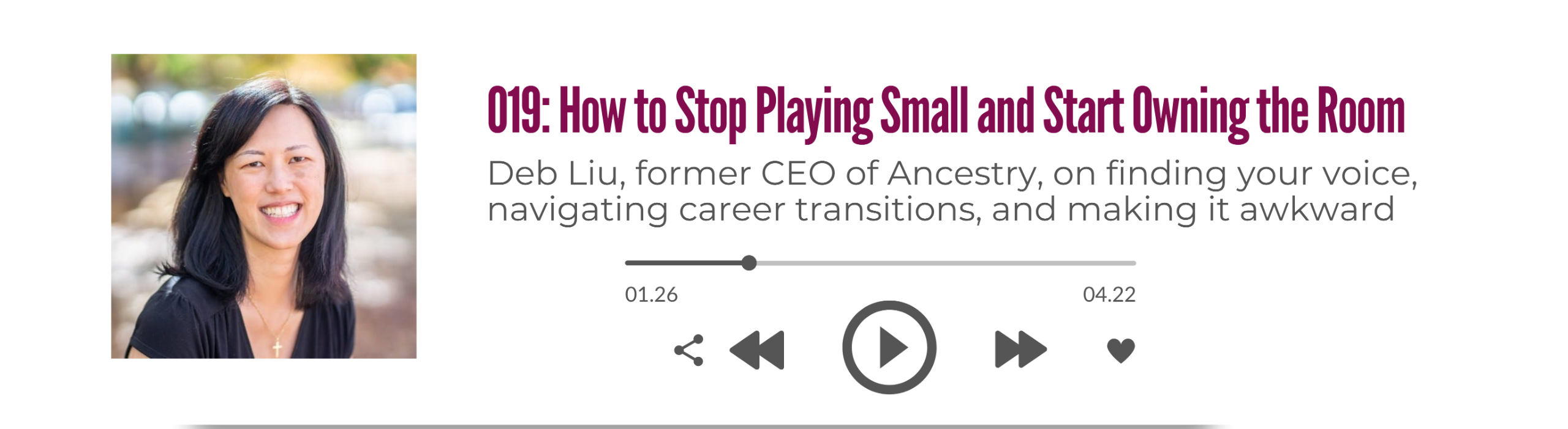 Unbehaved host Meghan French Dunbar talks to Deb Liu, former CEO of Ancestry, about learning to own the room, career transitions, and why we need to start making it awkward