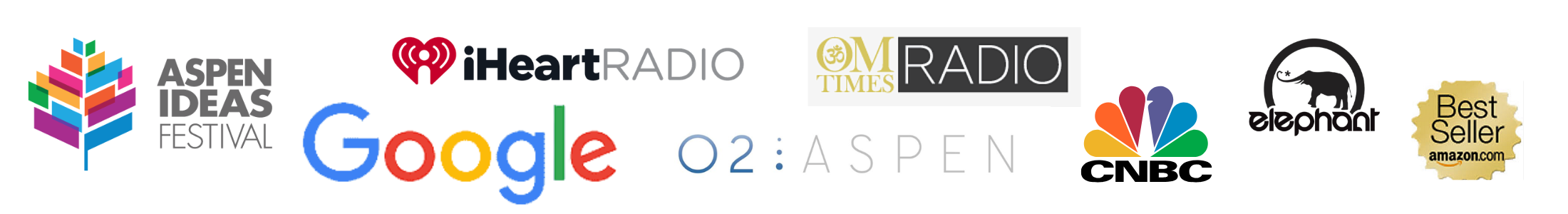 Featured in Aspen Ideas Festival, CNBC, iHeartRadio, Elephant Journal, Google, O2, OM Times Radio and Amazon Best Seller