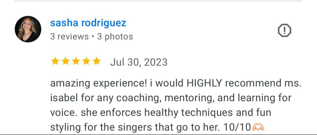 Sasha Rodriguez five-star review