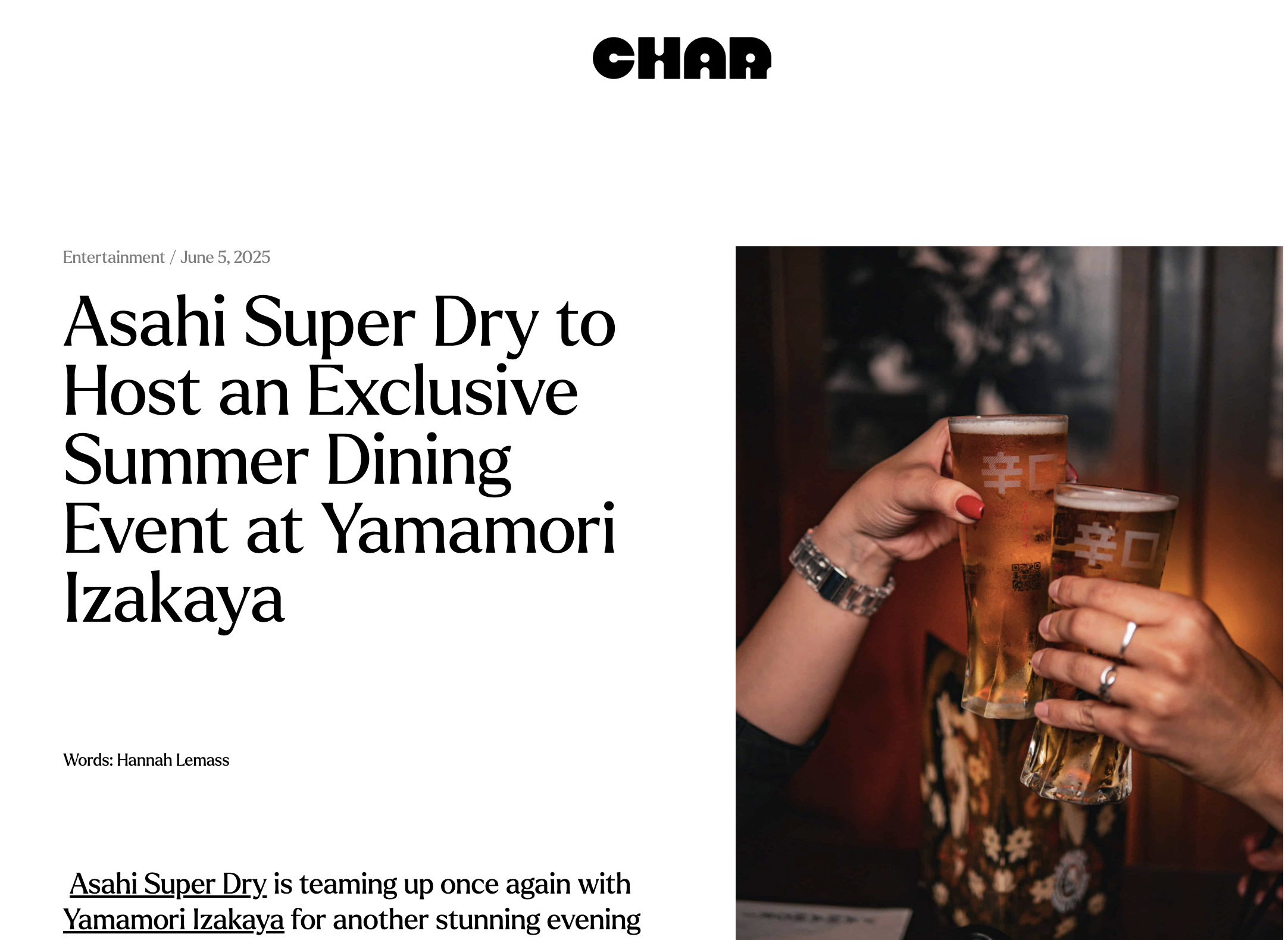 Yamamori and Asahi Super Dry collaboration