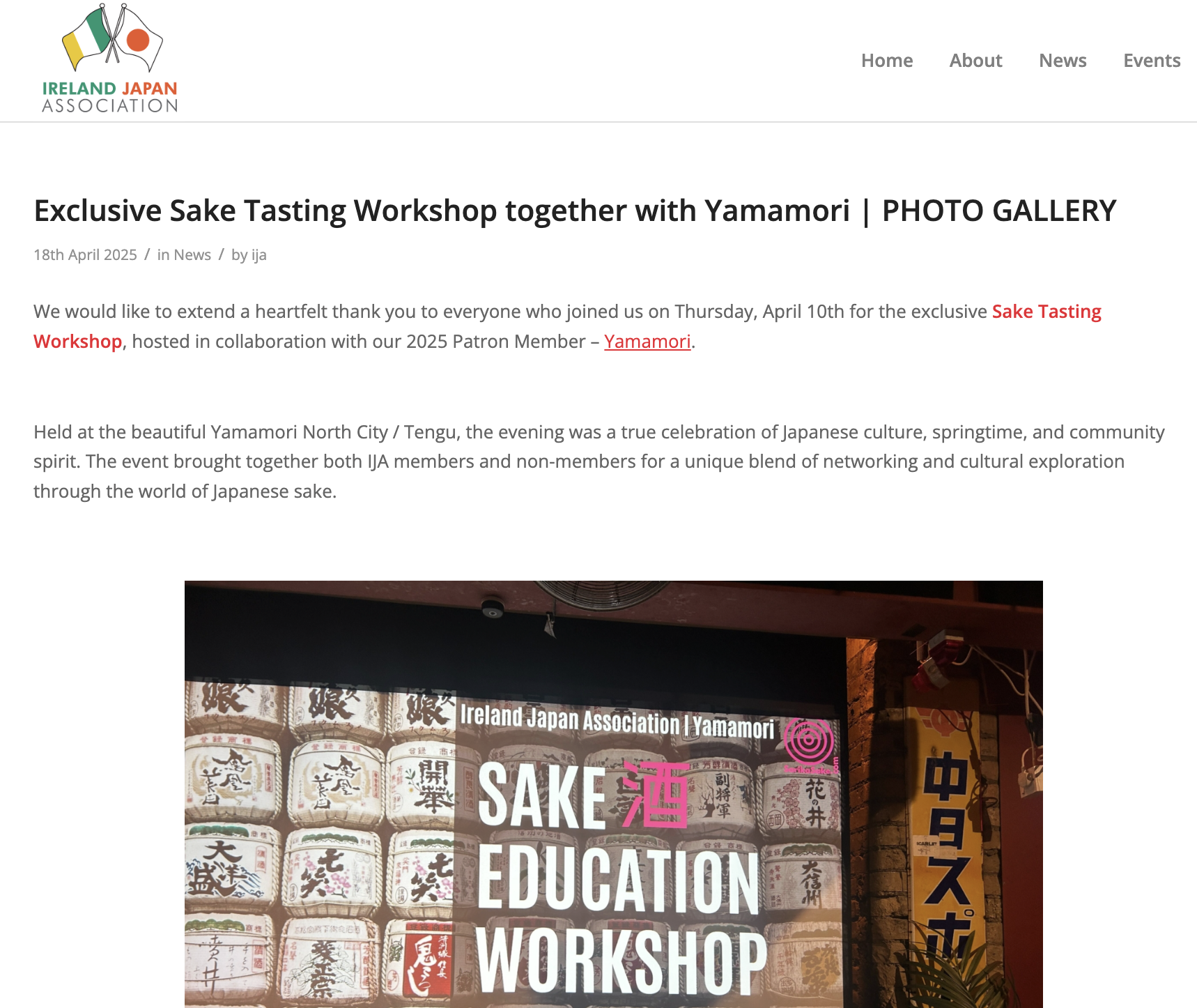 Ireland Japan Association and Yamamori Sake workshop