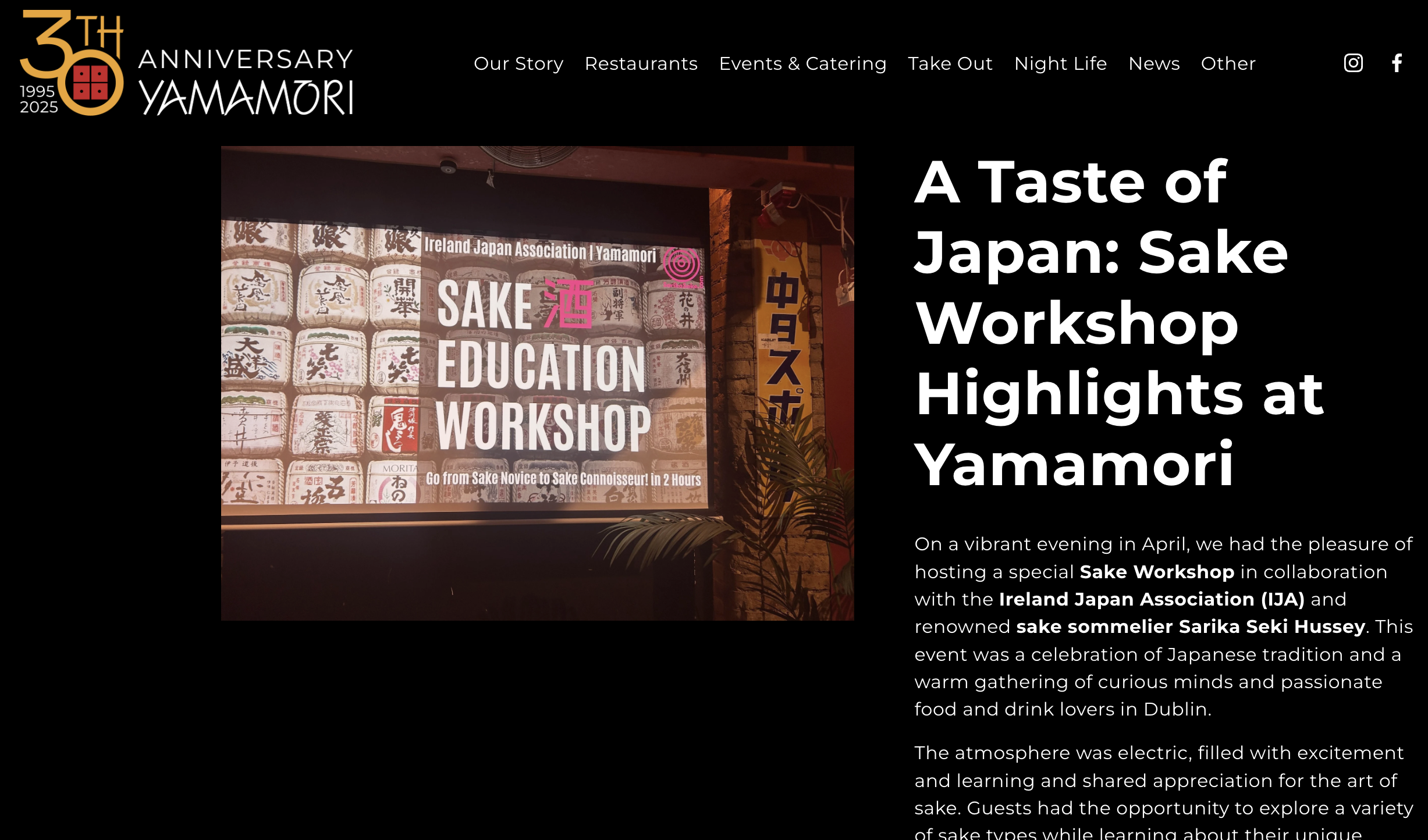 Ireland Japan Association Sake tasting workshop
