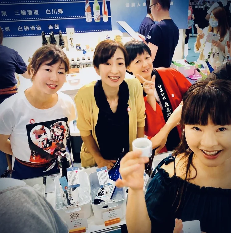Sarika with three Sake brewers from Japan