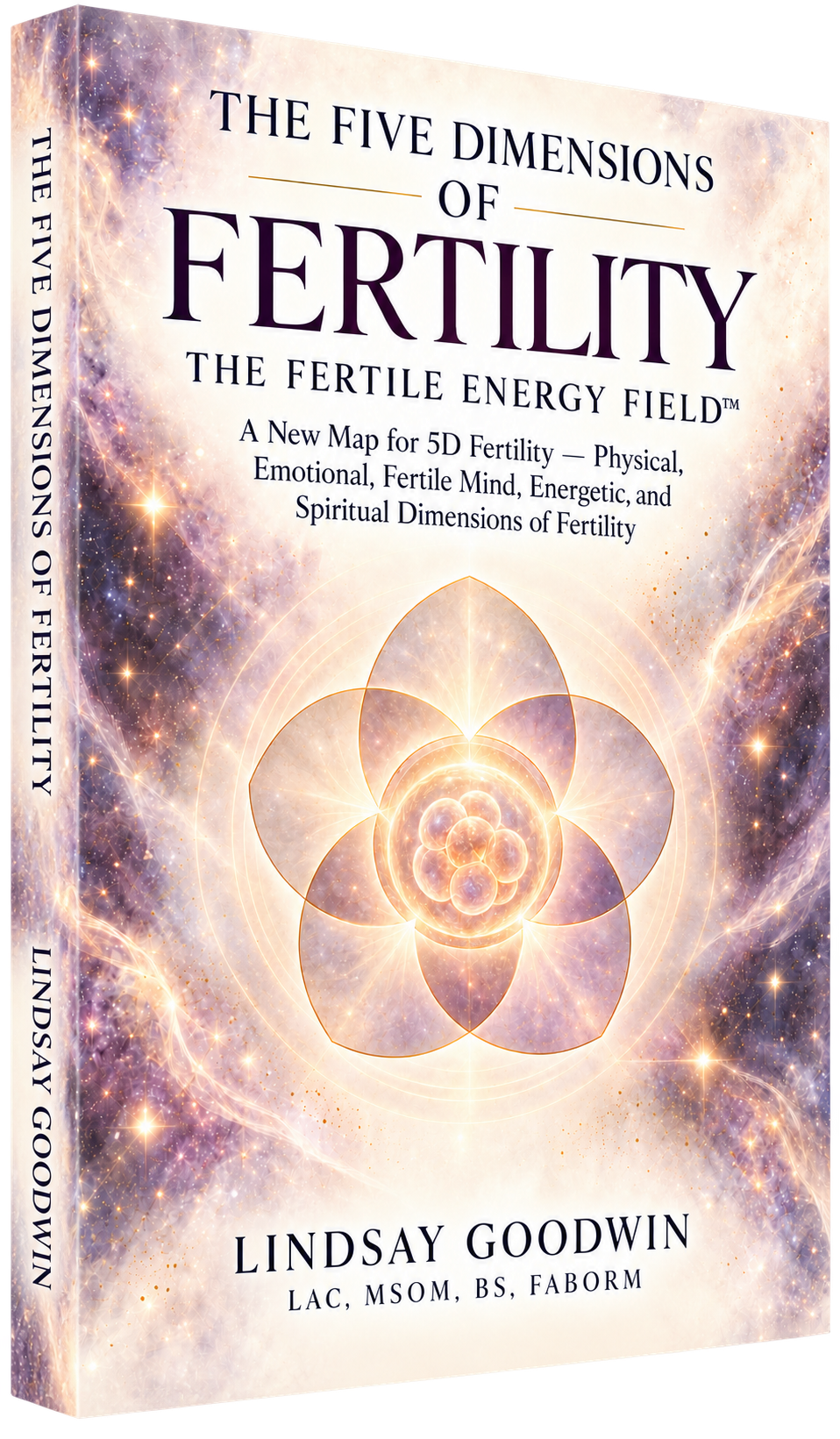 The Five Dimensions of Fertility by Lindsay Goodwin, softcover book mockup