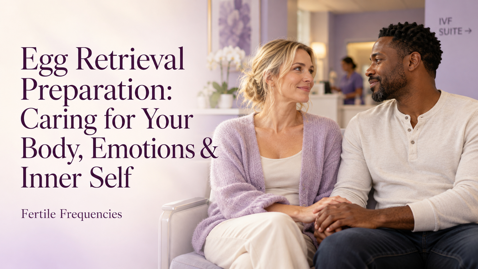 Egg Retrieval Preparation: Caring for Your Body, Emotions & Inner Self — Fertile Frequencies. Couple sitting together in a softly lit room.