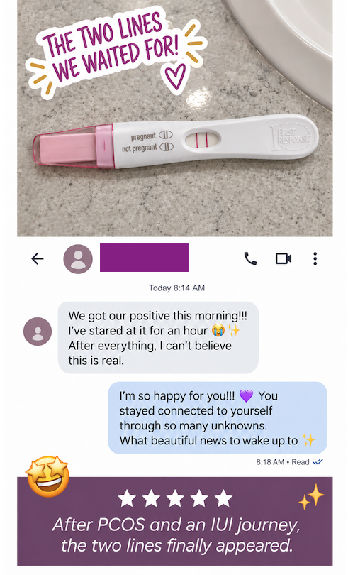 Positive fertility journey update shared with Fertile Frequencies