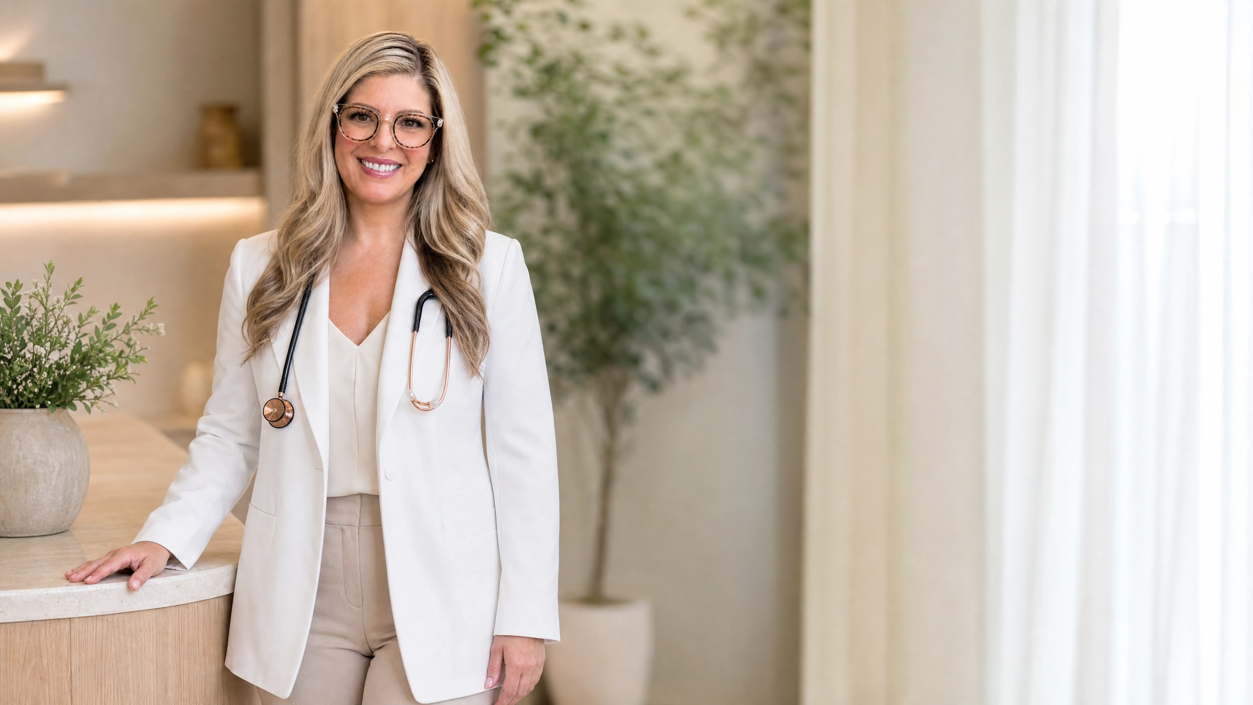 Lindsay Goodwin in a bright clinical setting for Denver fertility and virtual couples support