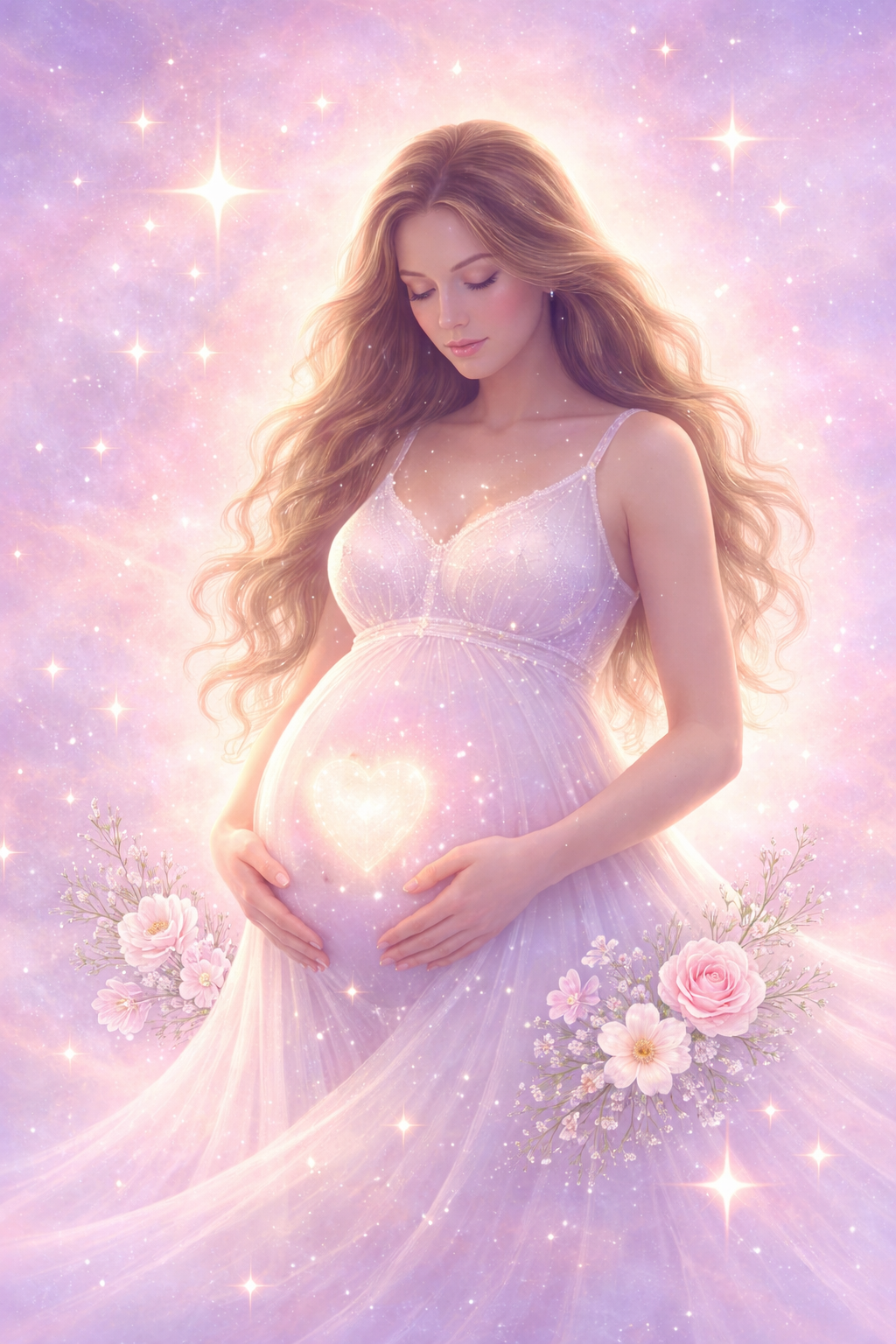 Woman in a serene, luminous moment symbolizing the conscious conception journey