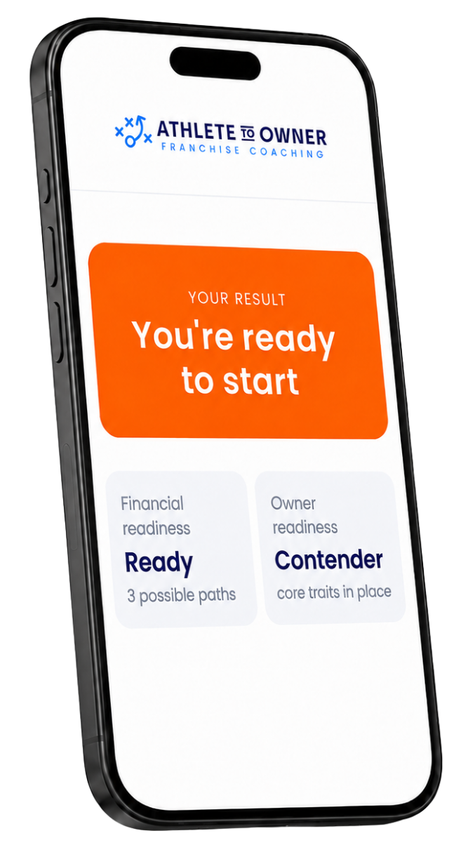 Franchise Owner Fit Assessment result shown on a phone