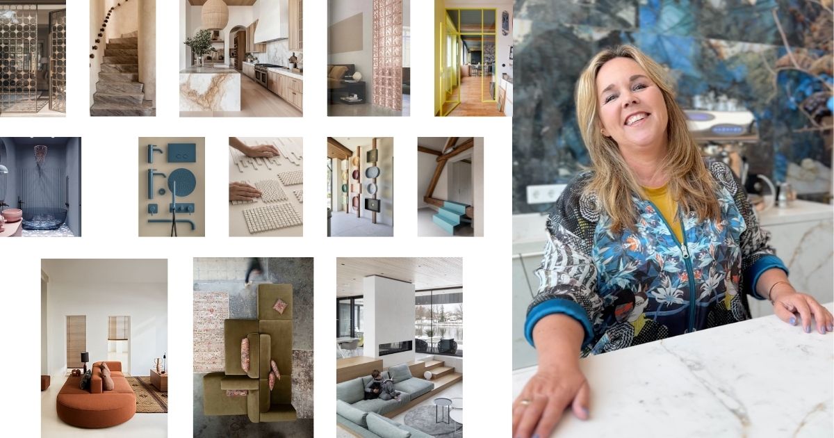 moodboard naast een lachende Ingrid van Schooten als illustratie van het verschil tussen inspiratie en een goed verbouwplan