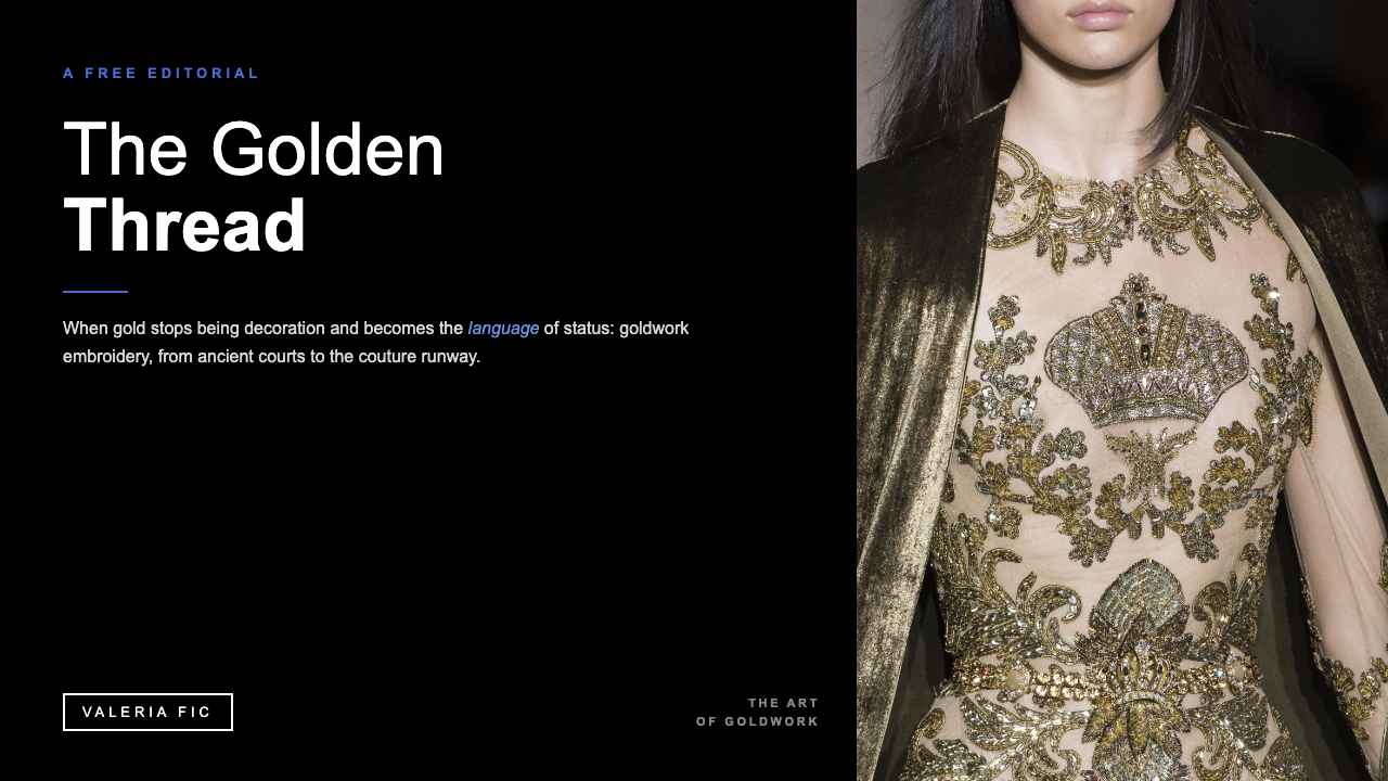The Golden Thread, a free guide to goldwork embroidery