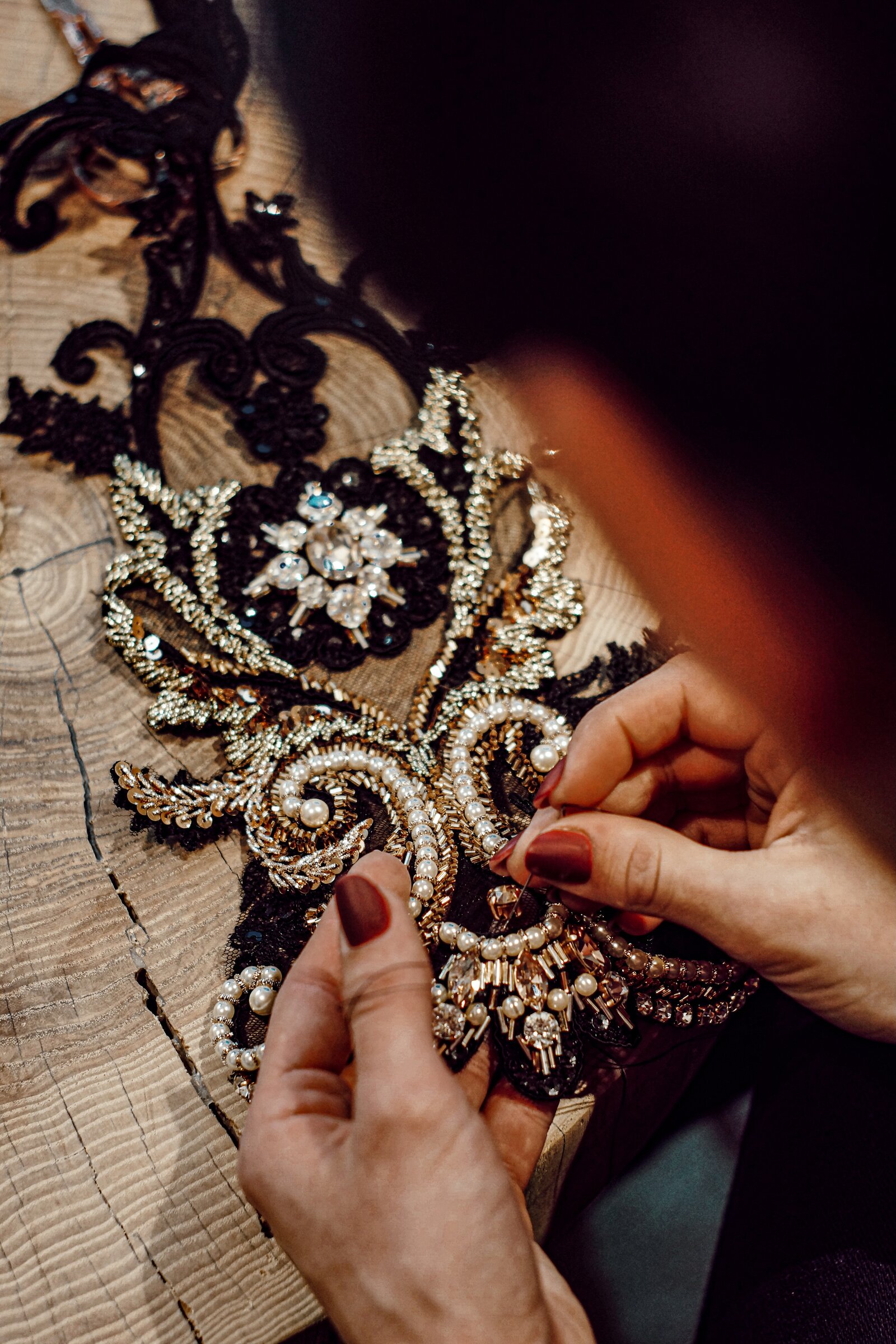 Haute Couture embroidery worked by hand