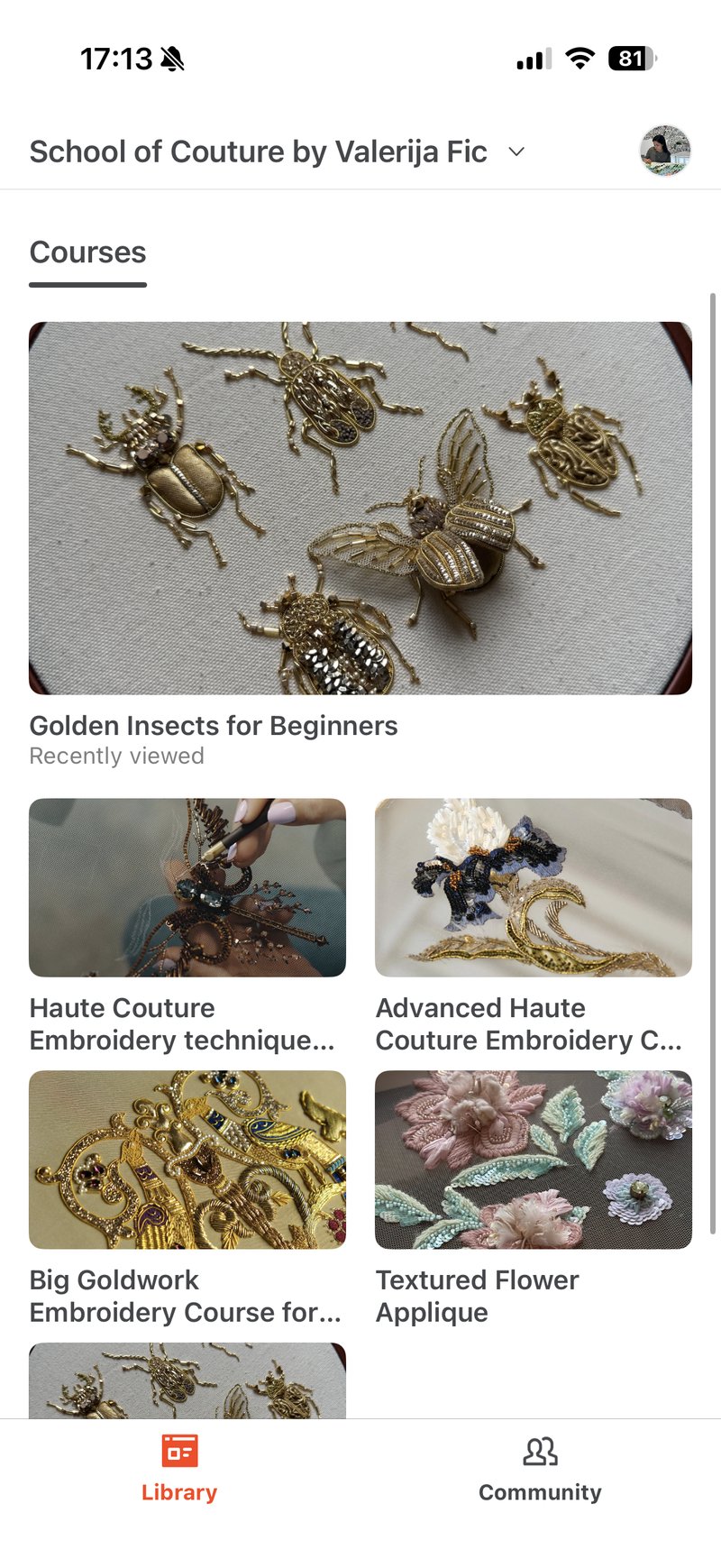 Course library in the Kajabi app