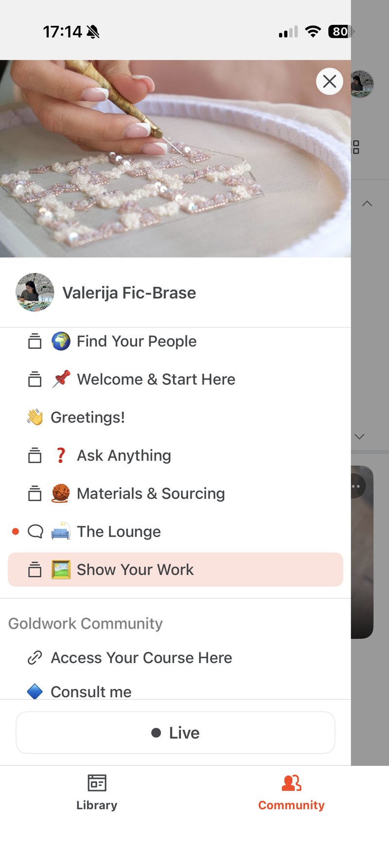 Student community in the Kajabi app