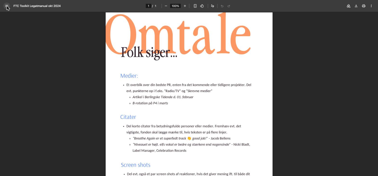 Omtale-ark skabelon