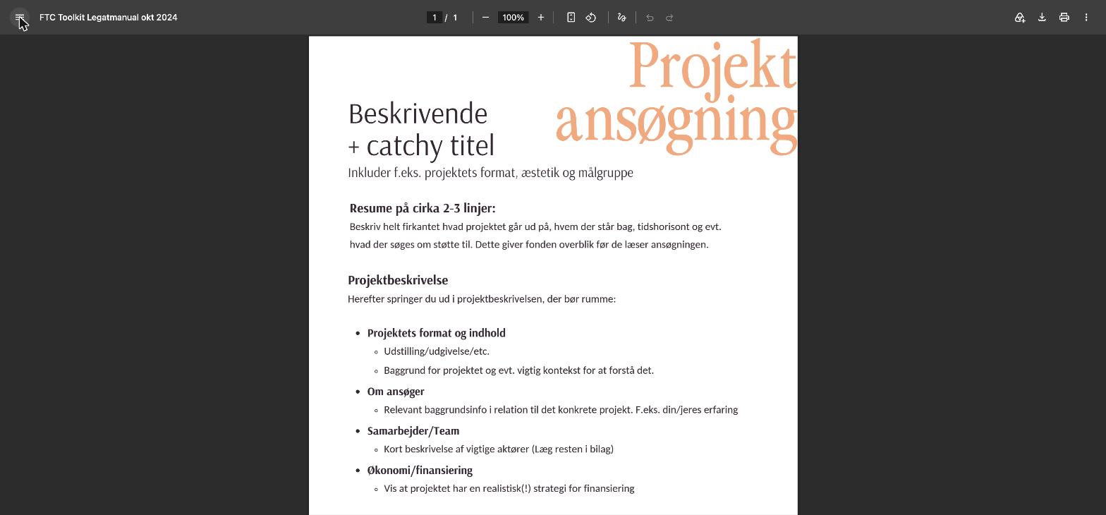 Opskrift til projektansøgning