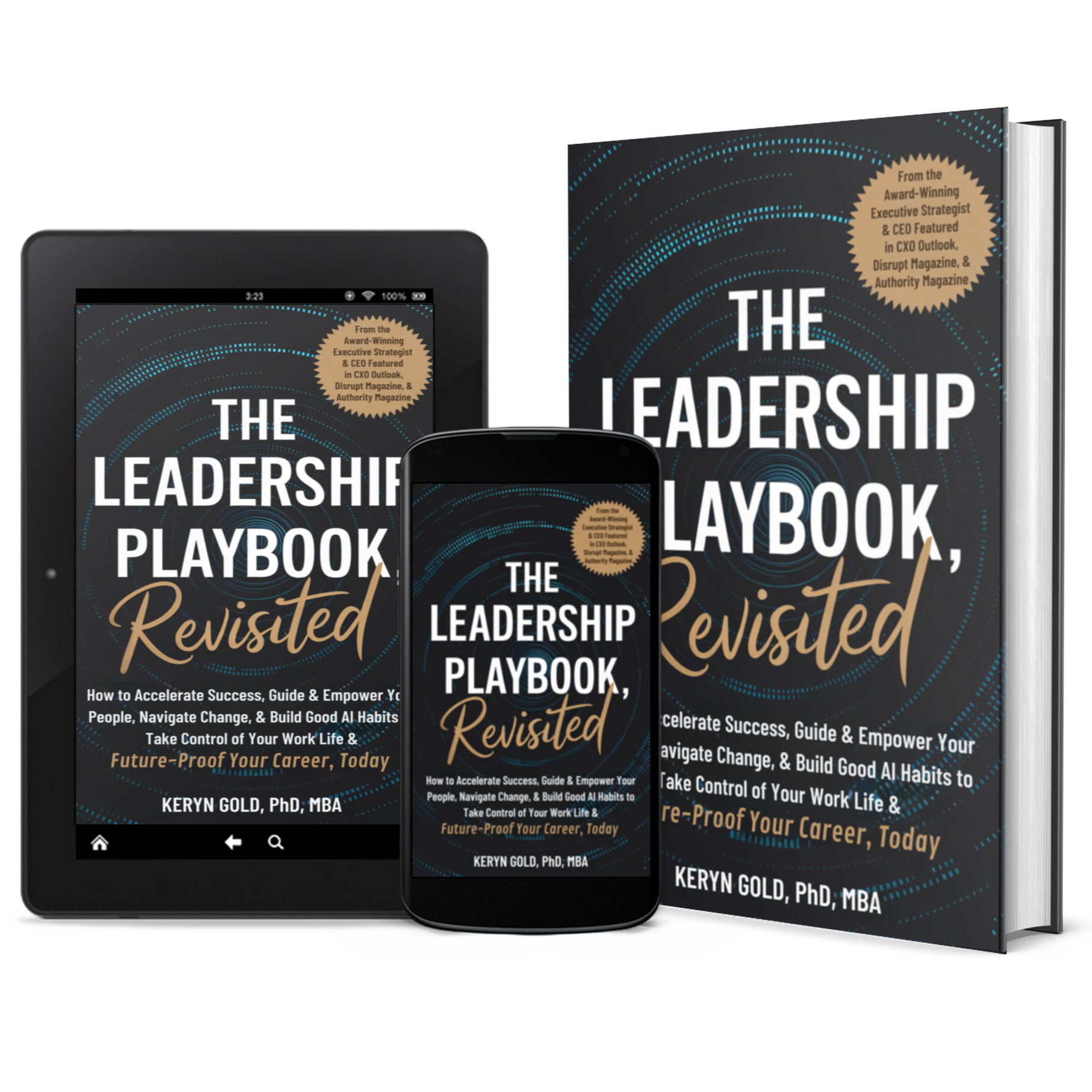 The Leadership Playbook, Revisited by Keryn Gold, PhD, MBA, shown as ebook and book
