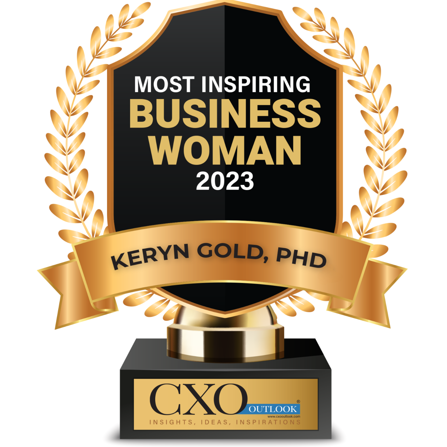 CXO Outlook Inspiring Leaders award presented to Keryn Gold, PhD, MBA