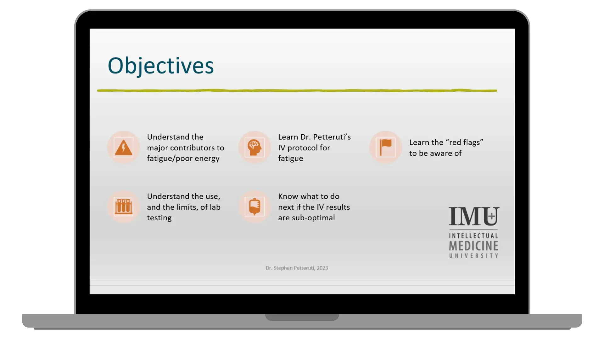 Laptop showing preview from the IV Therapy for Energy Optimization Certification