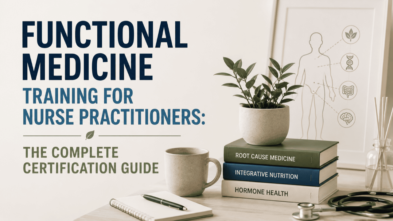 Potted plant over stack of books. Best Functional Medicine Online Training for Nurse Practitioners