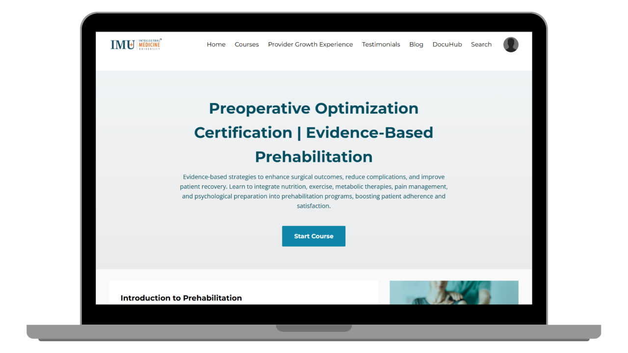 Preoperative Optimization Certification | Evidence-Based Prehabilitation
