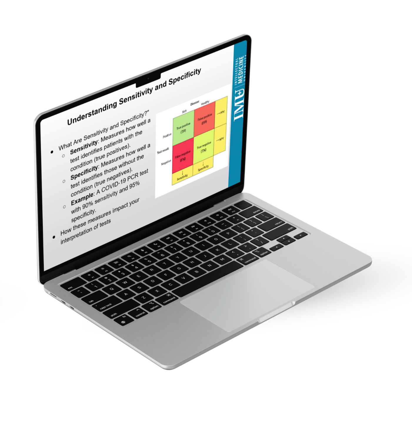 Laptop showing a preview of the "How to Read Medical Research & Apply It in Clinical Practice" IMEDU course