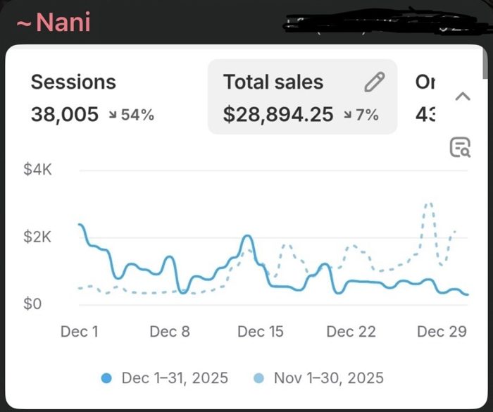 Captura de ventas de diciembre de una estudiante