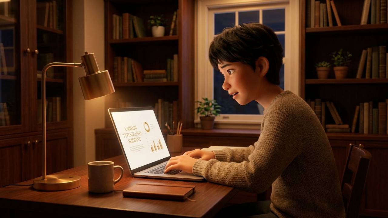 机でパソコンを使い作業する人物