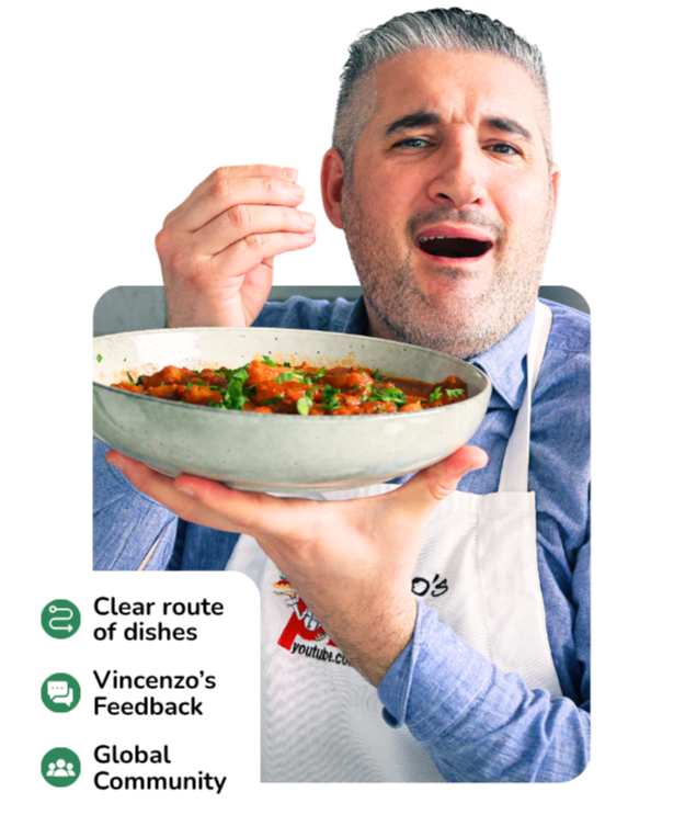 Vincenzo holding a finished Italian dish - final photo placeholder