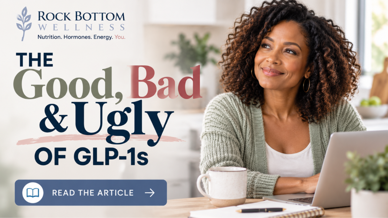 Woman researching GLP-1 medications and learning about weight-loss benefits, side effects, muscle preservation, and long-term maintenance.
