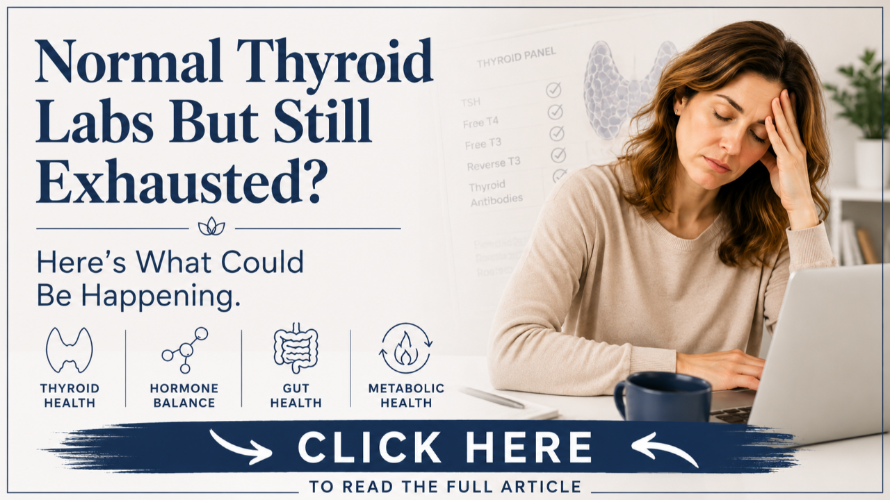 Normal thyroid labs but still exhausted article by Tiffany Flaten, CNS, LN about thyroid function, fatigue, hypothyroidism, and Hashimoto's.
