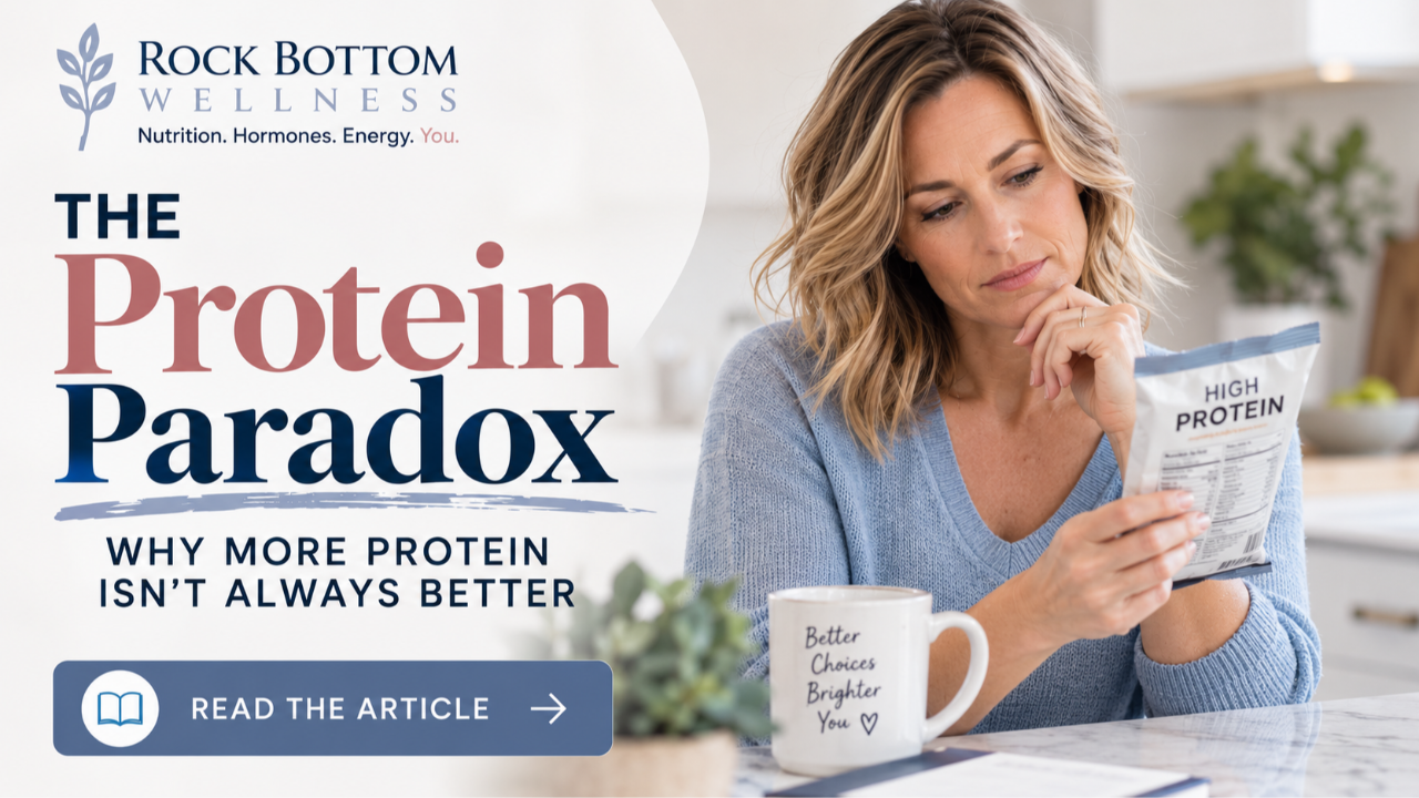 Woman reading a high-protein food label while learning about protein quality, weight loss and GLP-1 nutrition