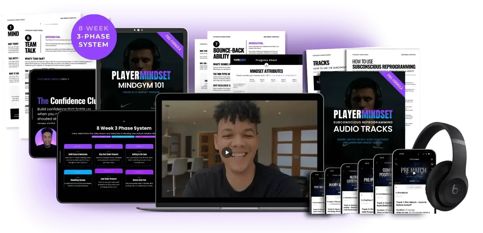 Player Mindset Program workbook, course platform and audio tools