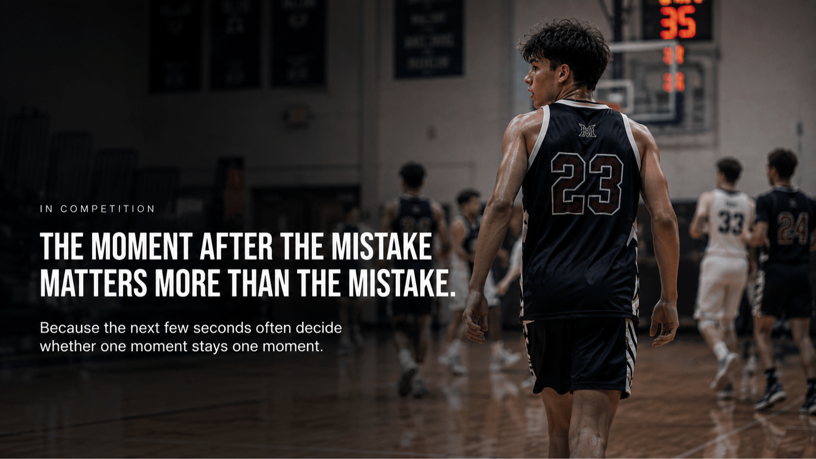 Young player re-engaging after a mistake in competition