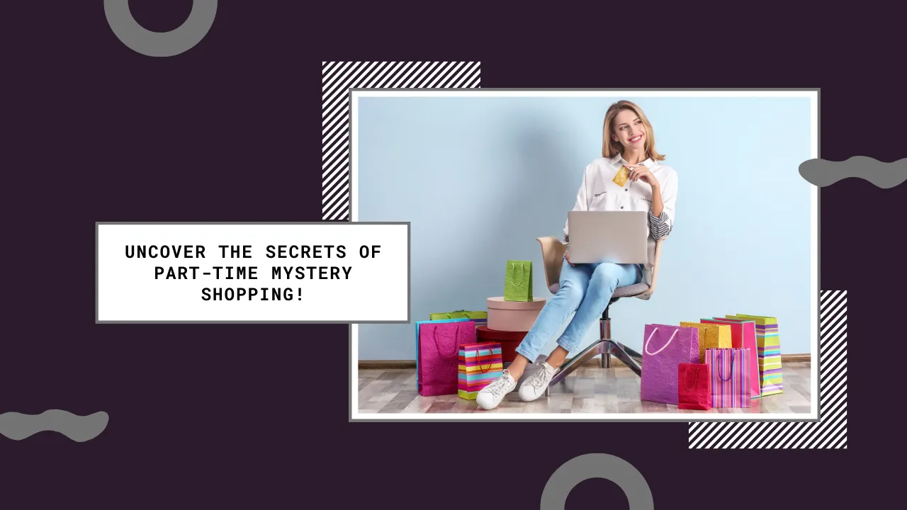 Woman with a laptop and shopping bags, representing part-time mystery shopping as a flexible income.