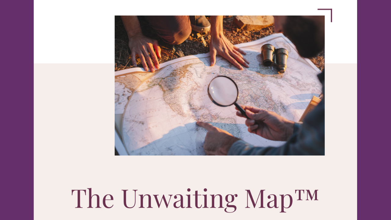 Tow women looking at a paper raodmap with a magnifying glass.