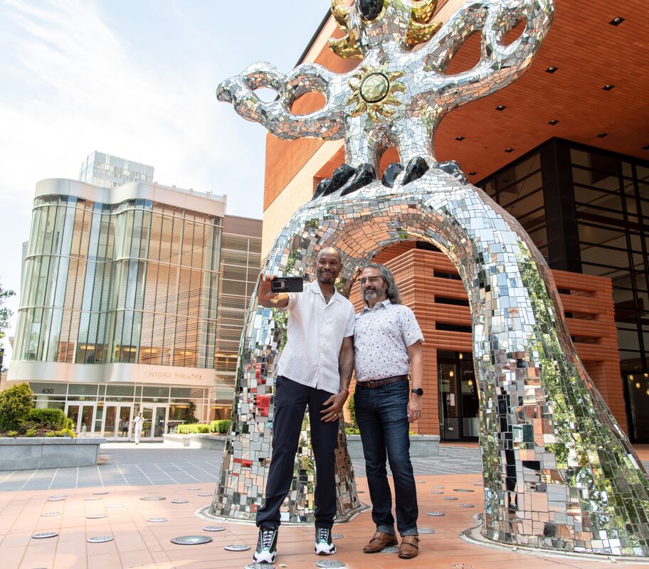 The Firebird sculpture outside the Levine Center for the Arts in Uptown Charlotte