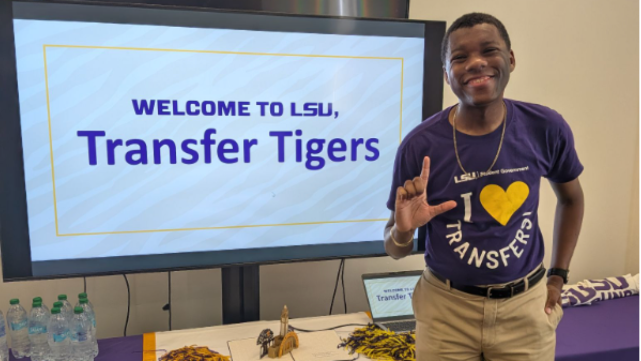 LSU transfer student Joshua Jones at a Transfer Tigers welcome event during National Transfer Student Week  Copy