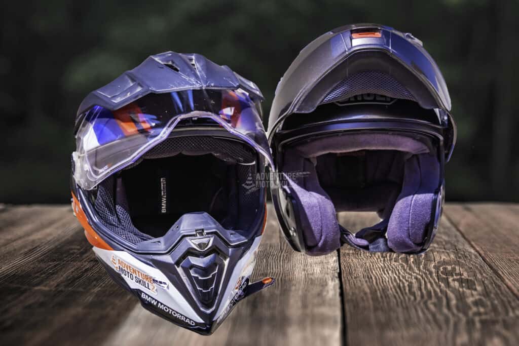 Motorcycle helmets for off-road and on-road riding