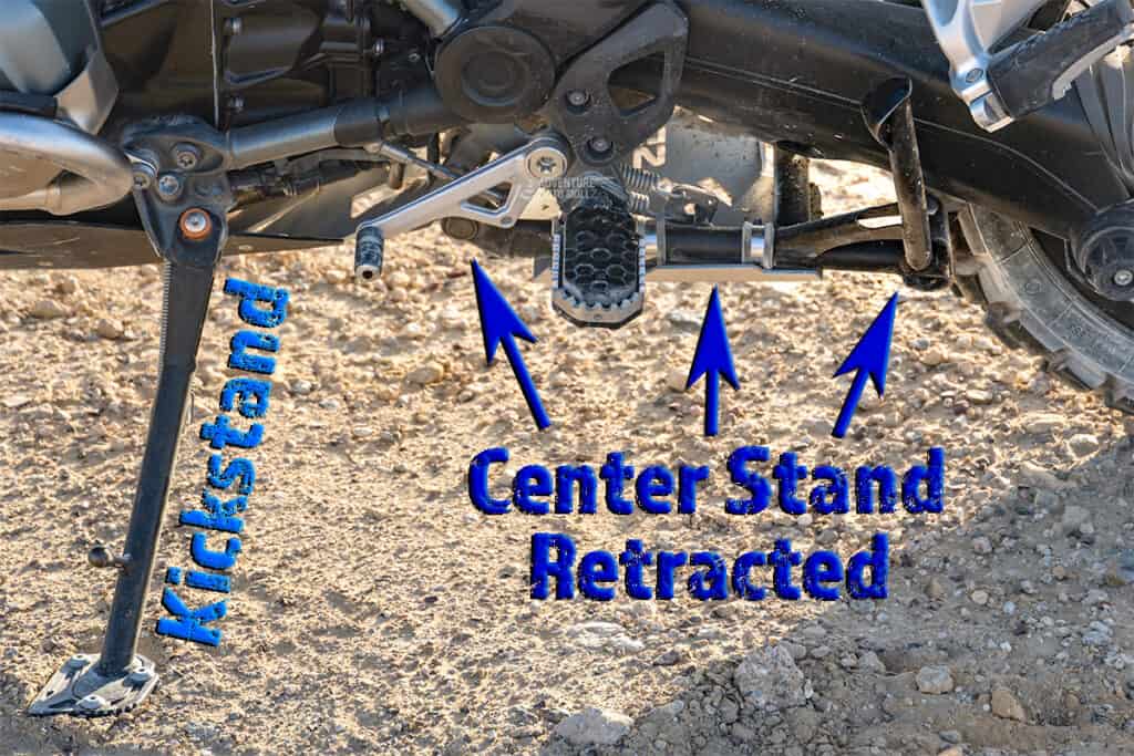 Center stand and kickstand on a BMW R1200GS