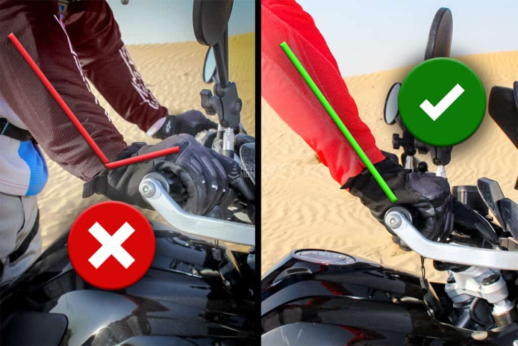 Proper wrist positioning on the handlebars when riding an ADV motorcycle