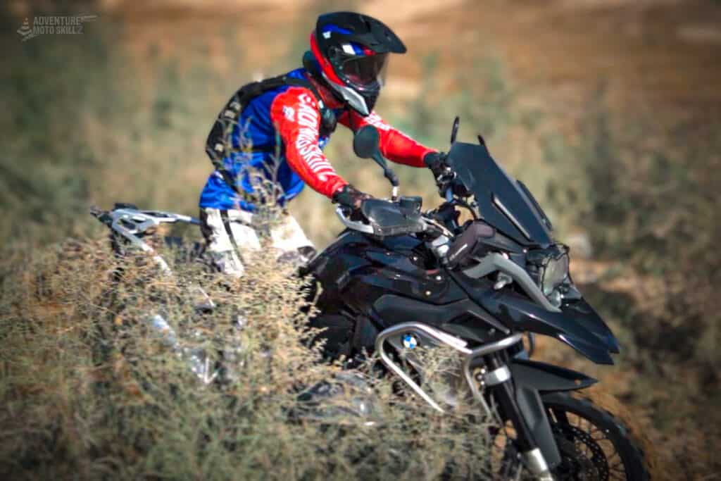 Rider enjoying an off-road ride on a BMW R1200GS