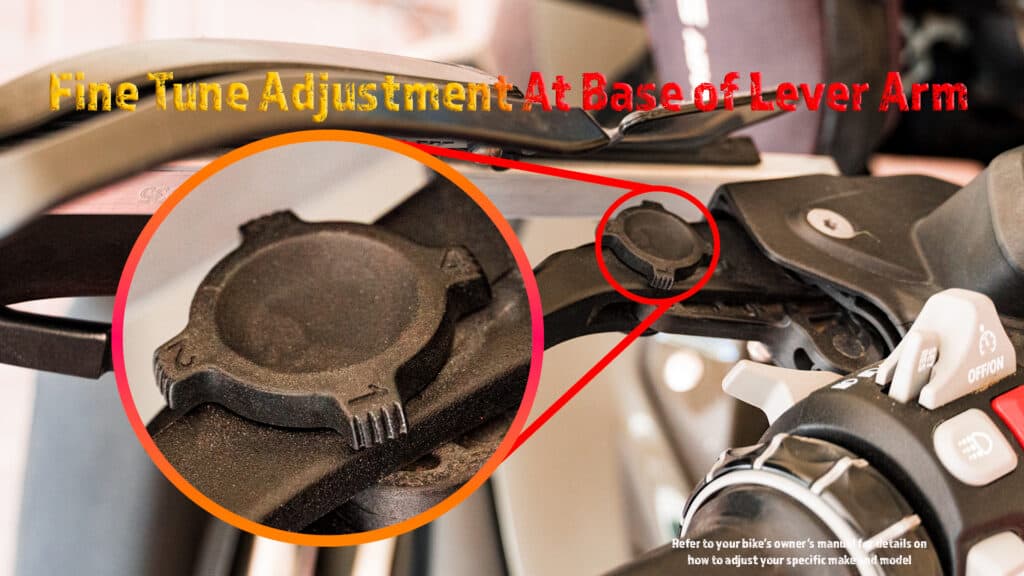 Close-up of the clutch lever adjustment dial on a BMW R1200GS