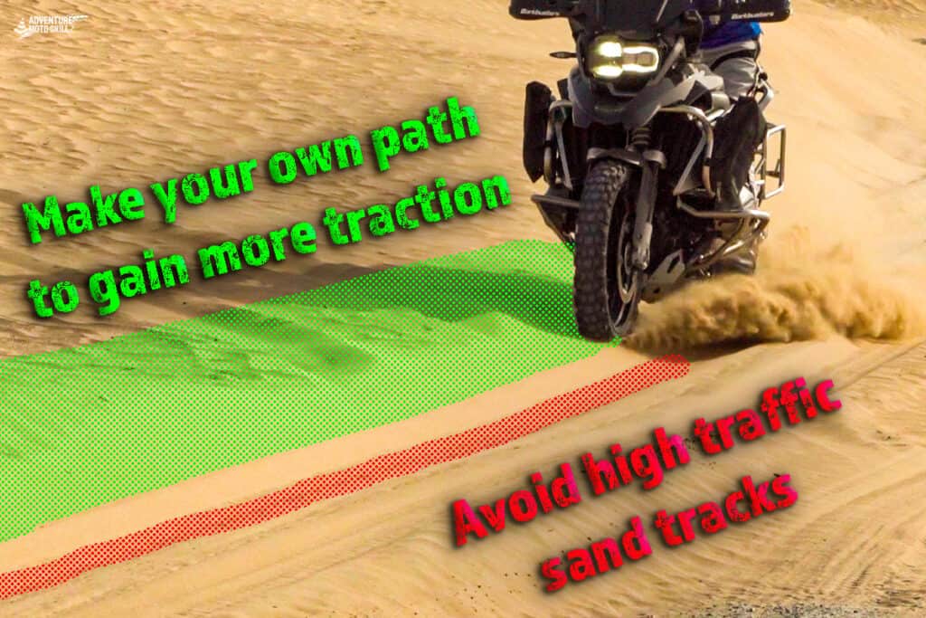 Adventure motorcycle riding on sand